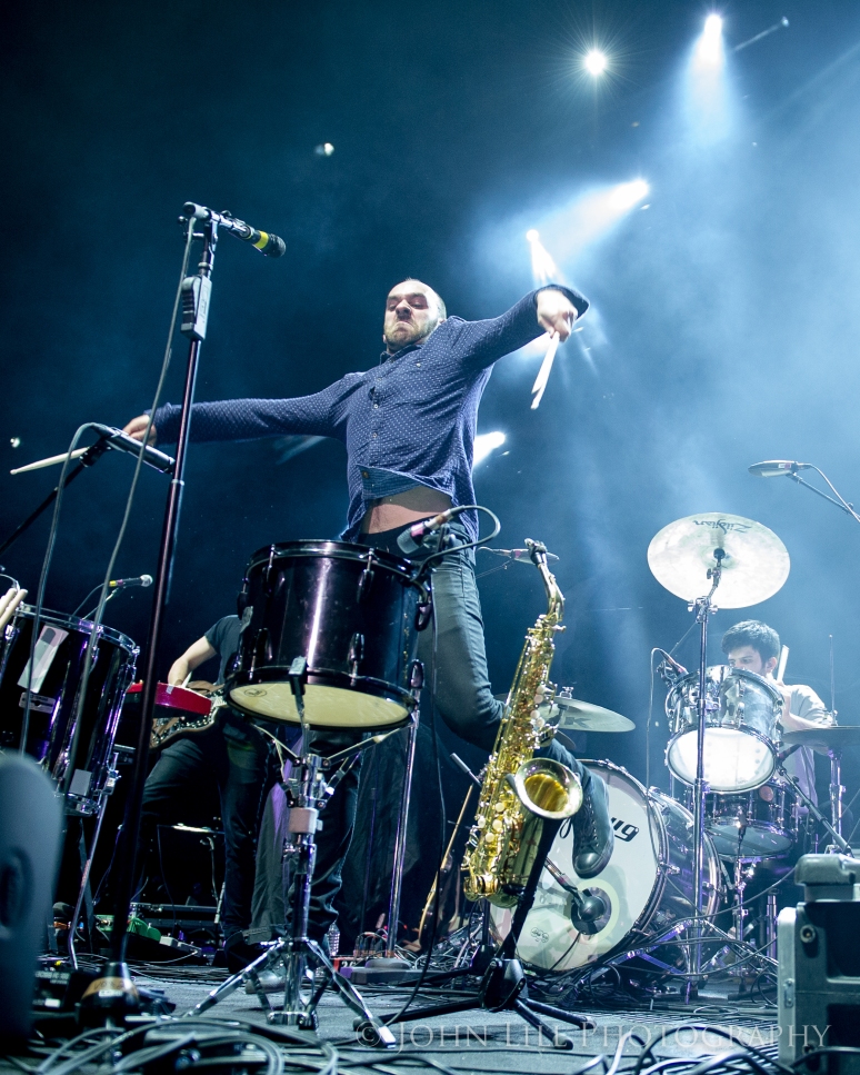 February 11, 2014: The X Ambassadors perform at Key Arena as opening support for Imagine Dragons. Photo by John Lill
